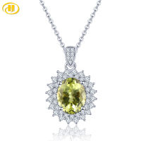 Natural Lemon Quartz Solid Silver Womens Pendant 3.6 Carats Crystal Light Yellow Color Classic Style S925 Jewelry Anniversary