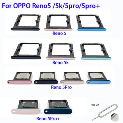 ถาดใส่ซิมการ์ดขาตั้งสำหรับ OPPO Reno5 Reno5Pro Reno5Pro Reno5K + / Reno 5 Pro Plus K อะแดปเตอร์ซิมการ์ดพร้อมช่องใส่ไมโครการ์ด SD ถาดอะไหล่อะแดปเตอร์ชิ้นส่วน