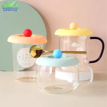 1/4pcs Sealed Cute Fruit Glass Cup Cover Silicone Suction