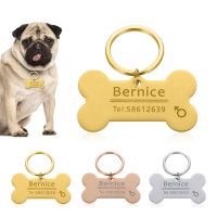【CW】 Custom Personalized Pet ID Tag Engraved Pet ID Name for Cat Puppy Dog Collar Tag Pendant Stainless Steel Bone Pet Accessories