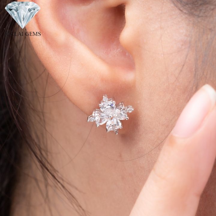 malai-gems-ต่างหูเพชร-เงินแท้-silver-925-เพชรสวิส-cz-เคลือบทองคำขาว-รุ่น-155-e016-36แถมกล่อง-ต่างหูcz-ต่างหูเงินแท้-ต่าง