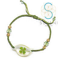 Suvani Jewelry - Stainless Steel Real Irish Four Leaf Clover Good Luck กำไลใบโคลเวอร์ ใบไม้แห่งความโชคดี