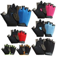 hotx【DT】 Half Gloves Gym Anti-Slip Men Gel Fingerless Outdoor Cycling Camping