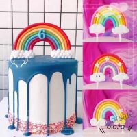 【Ready Stock】 ♙ E05 [Spot] Rainbow Cloud Cake Decorating Rainbow Shaped Cupcake Cake Decorating Top Hat