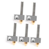 5Pcs/Set 0.4mm Brass Nozzle Extruder Print Head + Heater Block Hotend + 1.75mm Throat Tubes Pipes for Anet A8 A6 Ender 3