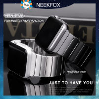 NEEKFOX สายรัดข้อมือสเตนเลสสตีล,สายรัดข้อมือโลหะแบบหัวเข็มขัดผีเสื้อสำหรับ Apple Watch ขนาด45มม. 41มม. 44มม. 40มม. สำหรับ Apple Watch 7 6 SE 5 4 3 2 1