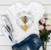 Bee ธรรมชาติ Bumblebee พิมพ์ผู้หญิงเสื้อยืดสบายๆตลก T เสื้อสำหรับสุภาพสตรี Yong Girl Top Tee Hipster PCFS-1