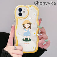 เคส Chenyyka สำหรับ iPhone 12 12 Pro 12 Mini 12 Pro Max ในฤดูร้อนที่น่ารักลายการ์ตูนเด็กผู้หญิงตัวเล็กๆเคสใสขอบโค้งเนื้อครีมฝาครอบป้องกันเคสมือถือ