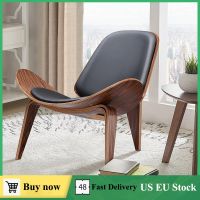 【LZ】e36444314hangl Modern Three-Legged Shell Chair Simple Sofa Faux Leather Lounge chair Armchair Living Room Bedroom Office Furniture Dropshipping