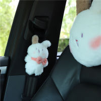 Cute Rabbit Car Headrest Neck Pillow Cartoon Plush Headrest Cushion Seat Belt Cover Pad Universal Car Interior Accessories