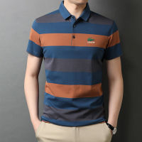 【3สี】Summer Men S Striped Short Sleeve Polo Shirt Short Sleeve T-Shirt