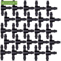 MUCIAKIE 50PCS Barb Tee Piece 3 Way 4/7mm Connector Garden Watering Pipe Hose T Joint Micro Drip Irrigation Tool 1/4 Couplings Watering Systems Gard