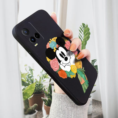 GGK เคส Y33S Vivo เคสลายการ์ตูน Vivo Y33T เคสโทรศัพท์มิกกี้ทรงสี่เหลี่ยมดั้งเดิมปลอกซิลิโคนของเหลวคลุมทั้งหมดเคสป้องกันทนแรงกระแทกกล้อง