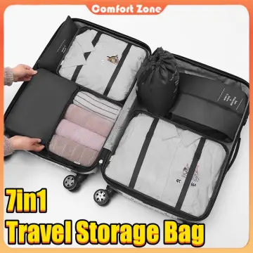 VAGREEZ Packing Cubes, 7 Pcs Travel Luggage Packing Organizers Set with Toiletry Bag (Beige)