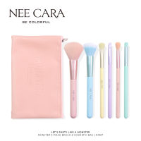 NEE CARA นีคาร่า เซ็ตแปรงแต่งหน้ามอนส์เตอร์ 6 ชิ้น พร้อมกระเป๋า N1967 Lets party like a monster 6 piece brush set &amp; Bag