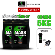 Mass True Gainer - Tăng Cân Tăng Cơ - Loại 5kg Tặng Kèm Bình Lắc hoặc Găng