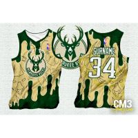 Milwaukee Bucks Jersey Full Sublimation 3D Print Vest Summer Comfortable Basketball Jersey