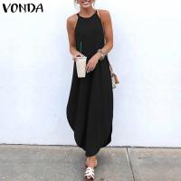 VONDA เดรสสีดำเปิดไหล่ Maxi Dress Slip Dress (เพิ่มขนาด)