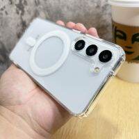 【อิเล็กทรอนิคส์เปล่งประกาย】เคสโทรศัพท์หรูหรากรอบ TPU นุ่มใสด้านหลังพีซีชนิดแข็งกันกระแทกสำหรับ Samsung S23 S22 S21บวกพิเศษพร้อมฝาแม่เหล็ก Magsafe