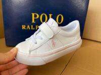 Ralphˉ Laurenˉ 2023 White Pink Sweet Single Buckle Girls White Shoes