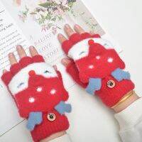 [A Like] New Plush Children 39; S Gloves Warm Pad Dual-Purpose Half Finger เหมาะสำหรับการเขียน