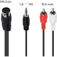 8 Pin DIN Male Plug to 2RCA/3.5mm Male TRS Stereo AUX Adapter Cable for Radio Audio Equipment Signal Output Cables