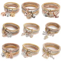 3 สี/Lot Tree Of Life สร้อยข้อมือผู้หญิงคริสตัล Owl Key Lock Music Note Owl Butterfly Heart Charm กำไลข้อมือเครื่องประดับ-Huidkeir