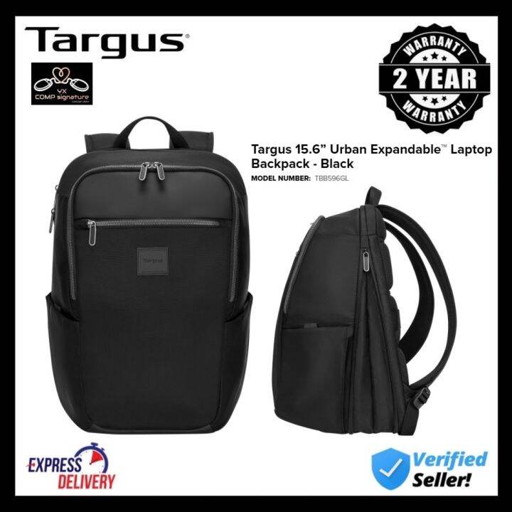 TARGUS TBB596 15.6 Inch Urban Expandable BACKPACK (Black) Lazada