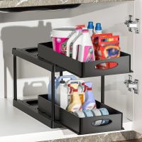 Under Sink kitchen Organizer Organizer Sliding 2 Tier Drawer Storage Rack Organizer Storage Multipurpose Holder Rack for Kitchen