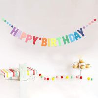 Childrens Birthday Party Decorations Gradient Letter Banner No Need To Wear Rope To Pull The Flag Gradient Banner String Flag D Banners Streamers Con