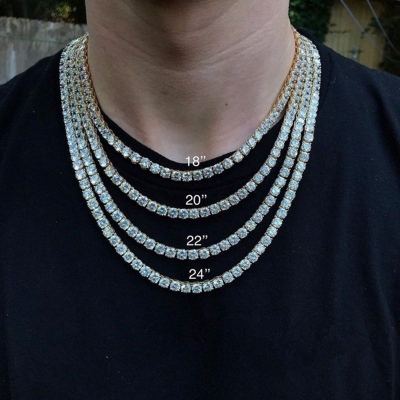Fashion trend 1 line Rhinestone mens hip-hop Necklace rap singer Necklace tennis chain necklace shiny womens Necklace