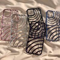 .Suitable For Fashion Electroplated 3D transparent water ripple Phone Case iPhone 11 12 13 14 Pro Max 14Pro Luxury Shockproof Soft Cover