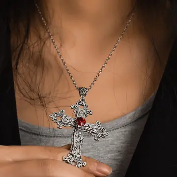 Vintage Y2K Chrome Hearts Style Cross Necklace Stainless Steel 50cm Opium |  Express Writers Shop