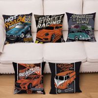 Retro Bus Sports Car Pickup Trucks SUV Print Pillowcase Soft Polyester Cushion Cover Kid Gift Pillows Cases Sofa Home Decor Cushion Cover