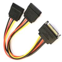 1PCS SATA 15 Pin Male To 2 SATA 15 Pin Female 15Pin Power cable HDD Y Splitter Universal Connector Adapter NEW