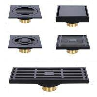 Black Brass European-style Deodorant Floor Drain  Grids Large Displacement Invisible Bathroom Washing Machine Floor Waste Traps Drains