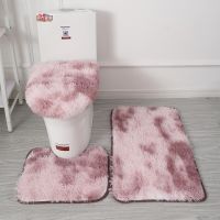 Tie-dye Shaggy Carpet Toilet Three-piece Non-slip Foot Mat Bathroom Absorbent Set Bath Mat Area Rug Home Decor Floor Fluffy Rug