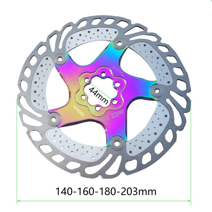 จักรยานที่มีสีสันดิสก์เบรกระบายความร้อนลอยโรเตอร์สแตนเลส140160180203มิลลิเมตรสายรุ้งโรเตอร์สำหรับ-mtb-ภูเขาถนนจักรยาน