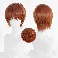 【LZ】►☫  Death Note Yagami Luz Cosplay Peruca Cabelo curto castanho Resistente ao calor Cabelo Pelucas Perucas do traje e boné de peruca