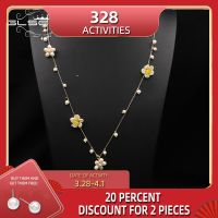 Glseevo Women necklace luxury Pendants long asymmetrical flower necklace Gifts for the new year quality Sweater chains GN0394