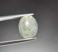 พลอยหลังเบี้ย ไหมเขียว (Green Rutilated Quartz)  น้ำหนัก 4.29 ct. ขนาด 8.9*4.9*10.8 mm. พลอยแท้ 100% เนื้อดี ราคาถูก