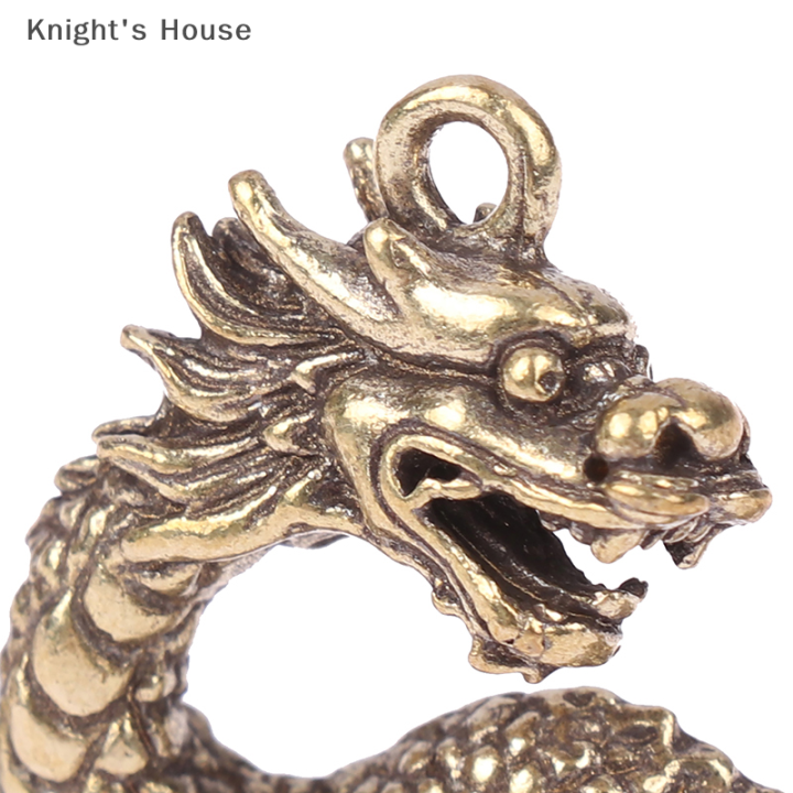 knights-house-1ชิ้นเครื่องประดับทองเหลืองโบราณรูปปั้นมังกรสัตว์ในตำนานของจีนรูปแกะสลักขนาดเล็กรูปปั้นมังกรทองเหลืองบริสุทธิ์ของขวัญเพื่อความโชคดี