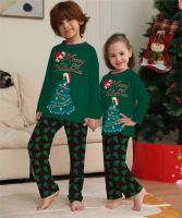 2023 Spring Autumn Mother-Kid Christmas Clothes Set European American Comfortable Christmas Tree Print Long Sleeve Loungewear