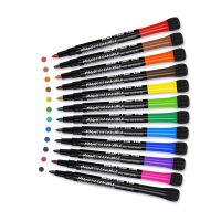 【YD】 Magnetic Markers Whiteboard Pens 12 Assorted Color Dry Erases with Erasers for School Office