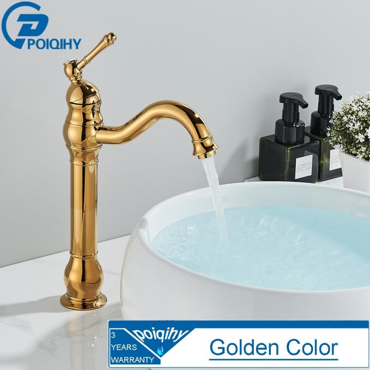 poiqihy-อ่างอ่างล้างจานทองเหลืองโบราณก๊อกน้ำยึดแท่นหนึ่งหลุมน้ำร้อนเย็นก๊อกผสมร้อนเย็น1หลุมก๊อกน้ำในห้องน้ำ