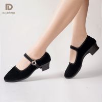 hot【DT】 Ballet Shoes Yangko Rubber Sole Buckle Clasp Slippers Soft Gymnastics With 3.5cm Heel