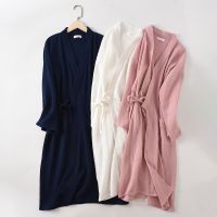 [Xiaoli clothing] คู่ Crepe Gauze เสื้อคลุมอาบน้ำผ้าฝ้าย100แขนยาว V คอ Kimono งานแต่งงาน Robes ชุดนอน Plus ขนาด Dressing Gown