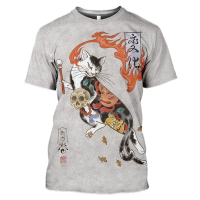 2023 new arrive- xzx180305   Men Women Top Samurai Cartoon Animal 3D Printing Tees Daily Funny Harajuku Style Cool Short Sleeve Streetwear T-shirt