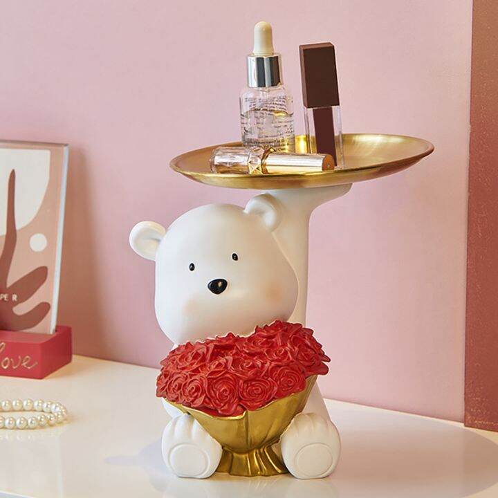 creative-white-bear-sculpture-statue-storage-tray-snacks-candy-fruit-keys-and-sundries-storage-tray-decoration-craft