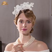 Spring Fedoras Hat Female Summer New British Elegant Hairband Hat Girls White Wedding Bride Headdress Lady Party Hat B-8218